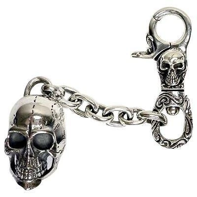 Llavero de plata con calavera pesada joyería de motociclista Foto 1 de 3