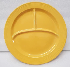 Vintage Fiesta Divided Compartment Grill Plate in Yellow 10 1/2" Fiestaware - Picture 1 of 4