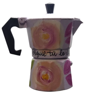 Hand Painted 3 Cup Stovetop Espresso Maker With Built Safety Valve - Purple - Picture 1 of 9
