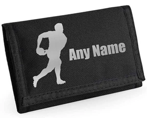 Rugby Design Personalised Boys Kids Ripper Wallet With Coin Holder, Christmas - Picture 1 of 10