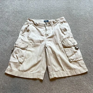 Polo Ralph Lauren Cargo Shorts Boys 14 Beige Pockets Buckle Casual Loose Baggy* - Picture 1 of 16