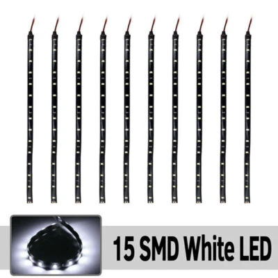8x White 15LED 30cm Car Auto Grill Flexible Waterproof Strip Light SMD 12V Sales - Image 1 of 4