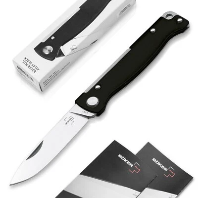 BÖKER PLUS® Atlas Black Taschenmesser 12C27 Edelstahl Slipjoint Folder - 01BO851