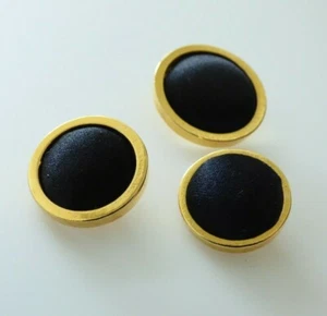 Vintage Chanel Gold Black Satin Fabric Round Button 17mm,19mm,23mm.Free shipping - Picture 1 of 9