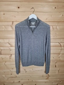 Whistles Quarter Zip Jumper Knit Grey Wool Cashmere Blend Soft Cropped UK 10 - Picture 1 of 14
