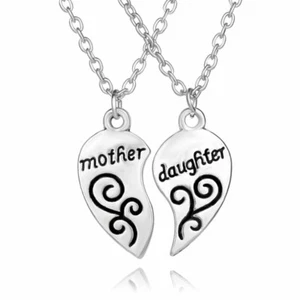 2X HALSKETTE SILBER MUTTER TOCHTER GESCHENK MUTTERTAG HERZ KETTE GRAVUR ANHÄNGER - Bild 1 von 6
