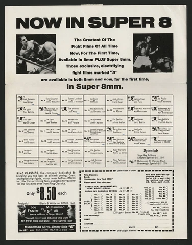 1972 RING CLASSICS FIGHT FILM ORDER FORM MUHAMMAD ALI JOE FRAZIER ROCKY MARCIANO Cover