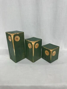 Handmade Wooden Owl Sculpture Set - Picture 1 of 3