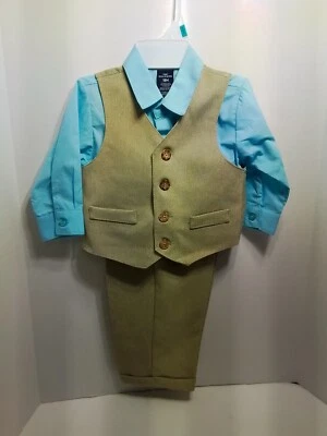 Traje de 3 piezas 18M Dockers para niños nuevo con etiqueta camisa azul Kahki traje de Pascua Foto 1 de 4