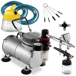Dual Action Airbrush Kit mit 2 Airbrushs und Kompressor - Bild 1 von 1