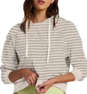 Billabong Womens Surfline Hoodie Sweatshirt White Cap M New striped beachy 4516 - Picture 1 of 5