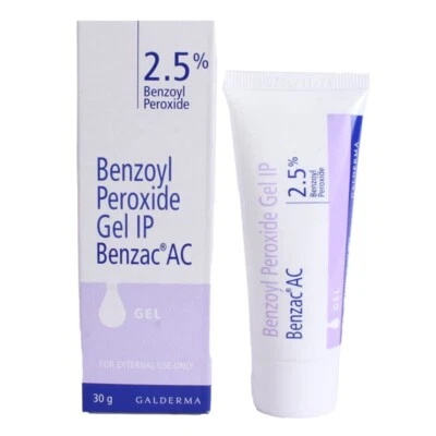 Galderma Benzoyl Peroxide 2.5% Benzac AC 30 Grams for acne, pimples, Blemishes
