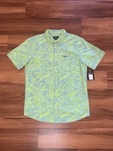 O'neill Hawaiian Floral Short Sleeve Button Down Shirt Green Men‘s Size Small S - Picture 1 of 16