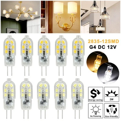 5-60Pcs G4 Bi-pin 12 LED Lamp Light Bulb DC 12V 20W 2835 SMD 6000K White/ Warm - Image 1 of 4