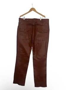 Pantalones de cuero International para hombre talla 40x34 marrón vintage - Imagen 1 de 24