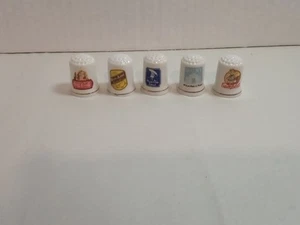 Vintage Lot X 5 Advertisement Thimbles Collectible Campbell's  - Picture 1 of 3