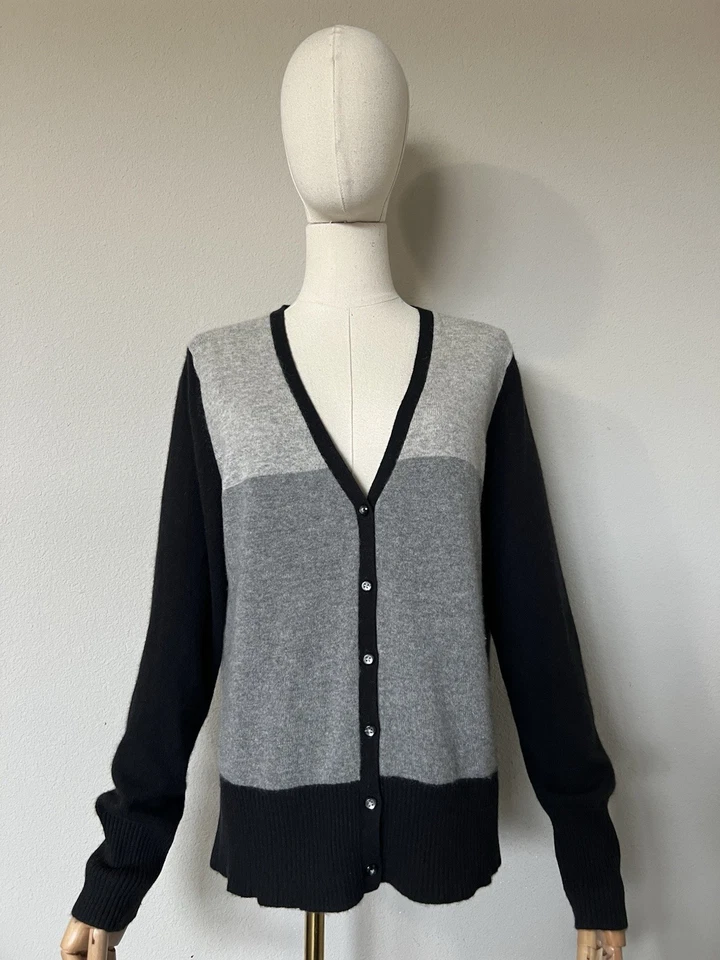 APT. 9 100% чистый кашемир женщин кардиган свитер размер большой серый и черный - Изображение 1 из 4
