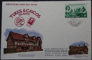 Turks & Caicos Anniversary of Shakespeare's Birth St George Day FDC April 1964 - Picture 1 of 1