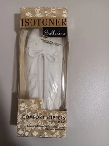 Isotoner Ballerina Comfort Slippers w Lycra White Size M 6.5 - 7.5 New w Box - Picture 1 of 5
