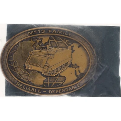 Brass M113 Armored Personnel Carrier APC Belt Buckle Vietnam Fmc Track Vehicle - Image 1 of 4