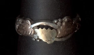 10K & 925 1.74 Gram Size 4.25 Solid Gold & Sterling Silver Leaf Petal Ring qF - Picture 1 of 3