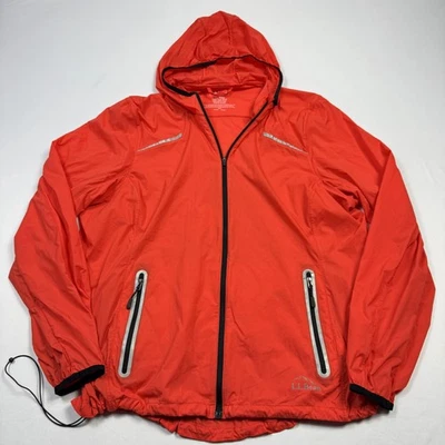 Chaqueta cortavientos LL Bean para mujer XL roja con capucha resistente al agua ribete reflectante Foto 1 de 4