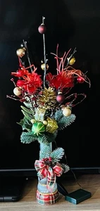 Jarrón Decorado Navidad 21” Alto Arreglo Iluminado Centro de Mesa Decoración - Imagen 1 de 5