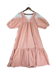 Vintage Good Times Hawaii Cottage Prairie Tiered Dress Womens XL Coral Back Zip - Picture 1 of 23