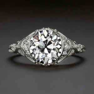 2ct OLD EUROPEAN CUT DIAMOND ENGAGEMENT RING GIA CERTIFIED J SI2 VINTAGE STYLE - Picture 1 of 2