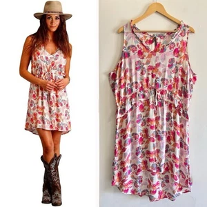 Stetson ärmelloses Kleid Damen XL Aquarell Blumenmuster rosa Bohemian Cowgirl - Bild 1 von 11