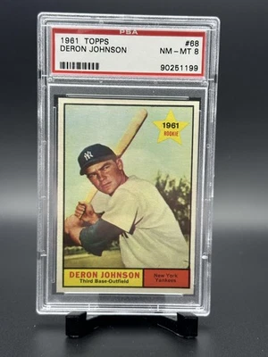 1961 Topps #68 Deron Johnson PSA 8 sellerRR - Image 1 of 2