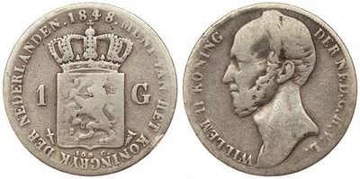 Netherlands - 1 Gulden 1848 - Willem II, Silver - Image 1 of 3