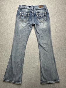 Shyanne Jeans Girls 8 Blue Bootcut Embroidered Flap Pocket Western Denim Pants - Picture 1 of 15