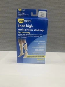 Sunmark knee high medical wear stockings 20-30 mmHg SMALL BEIGE 3456258 - Picture 1 of 2