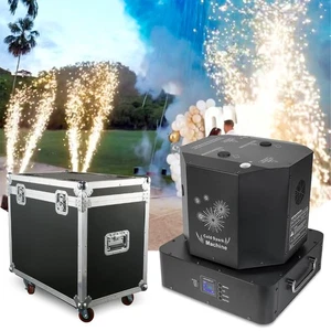 Máquina de chispas frías giratorias 1500 W máquina de bengalas doble DMX fuegos artificiales con estuche - Imagen 1 de 11