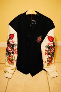 Ninth Hall Dragon Black & Cream Varsity Jacket - Picture 1 of 4