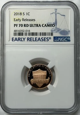 2018 S 1c Lincoln Shield Cent Proof NGC PF 70 RD UCAM ~ Early Releases - Image 1 of 2