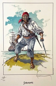 Hermann - Ex-Libris numéroté et signé - Diable des 7 mers T1 - Fantasmagories - Imagen 1 de 1