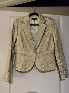 NUEVO Blazer Lafayette 148 Mujer Dorado Metálico Formal Jacquard Mezcla Seda 6 Nuevo con Etiquetas - Imagen 1 de 6