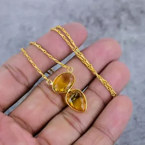 Collar colgante de plata de ley 925 hecho a mano con piedras preciosas de citrino para mujer - Imagen 1 de 4