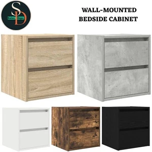 Wall-Mounted Bedside Cabinet Side Table Floating Nightstand Engineered Wood Unit - Picture 1 of 51