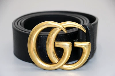 Кожаный черный ремень GUCCI GG Marmont с двойной пряжкой G 406831 DJ20T- 95-38 - Изображение 1 из 4