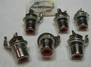 RCA Female Phono Jack Round Chassis Mount Red - Used Pulls Qty 6 - Picture 1 of 2