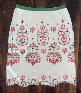 Anthropolgie Corey Lynn Carter bestickt Boho festlich Reißverschluss Rock Größe 8 gebraucht, in einwandfreiem Zustand - Bild 1 von 8