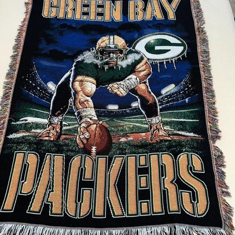 90s Green Bay Packers Tapestry Throw Blanket VTG Vintage NFL 1990s Football Cover