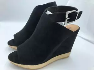 Call It Spring Ioppolo Faux Suede Wedge Espadrille Sandal (1991) Black Size 9M - Picture 1 of 6