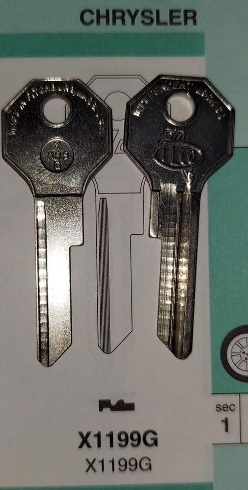 Ранний антикварный пустой ключ Chrysler, Dodge, Plymouth, Desoto, C49, XO1199G, X1199G. - Изображение 1 из 1