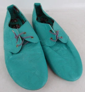 Ladies Iron Fist Skull And Rose Blue Turquoise Flat Shoes UK Size 6 EU 39 - Picture 1 of 22