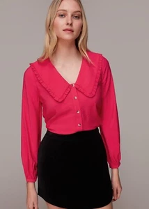 Whistles Oversized Collar Detail Top UK 14 Hot Pink Blouse Shirt RRP 89 SOLD OUT - Picture 1 of 13
