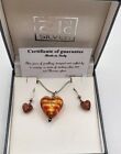Lovely True Murano 925 Silver Necklace & Earings Set With COA 16in Boxed